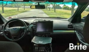 Getac F110 with a Gamber-Johnson Dock in a Ford Utility
