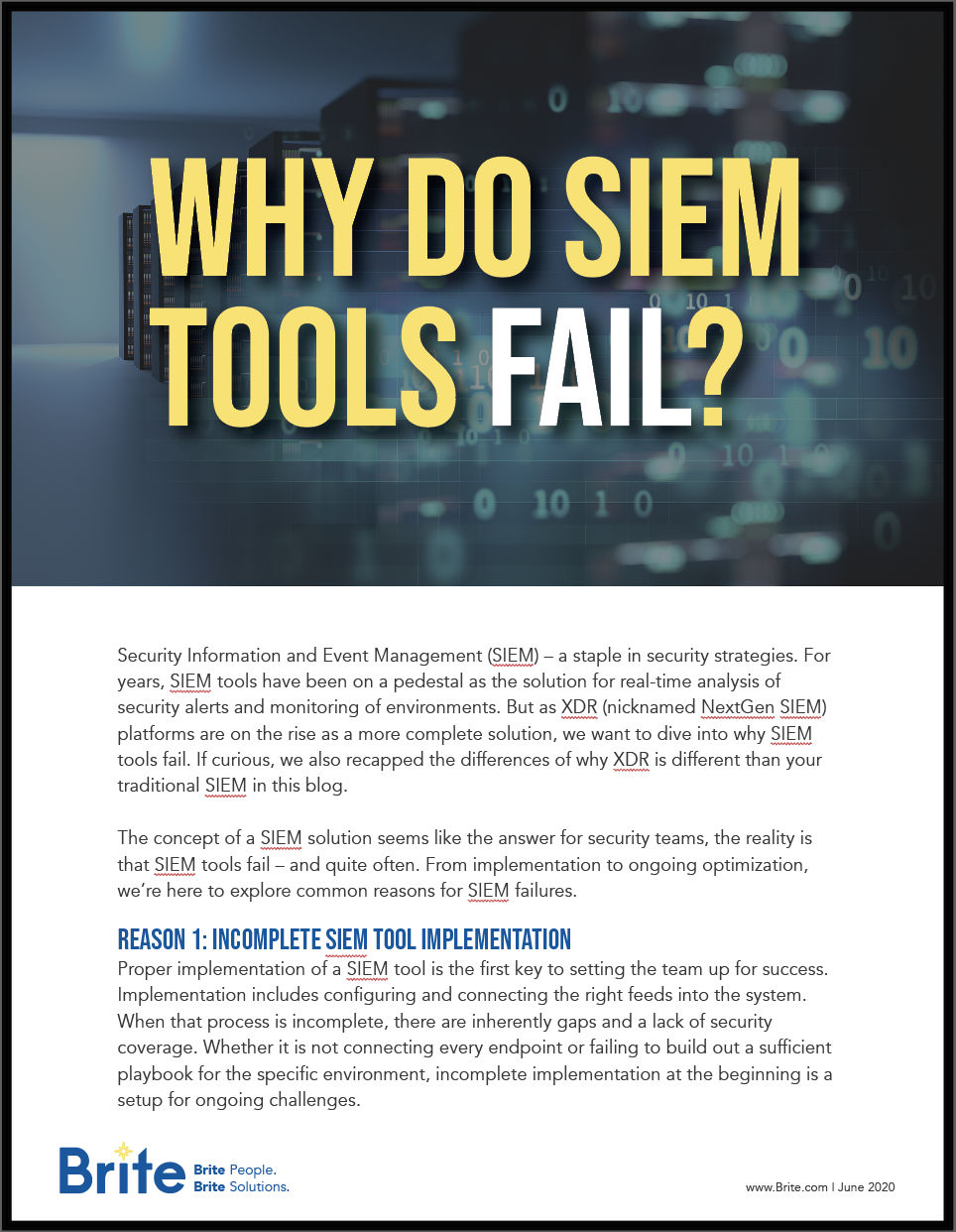 Why do SIEM Tools Fail cover